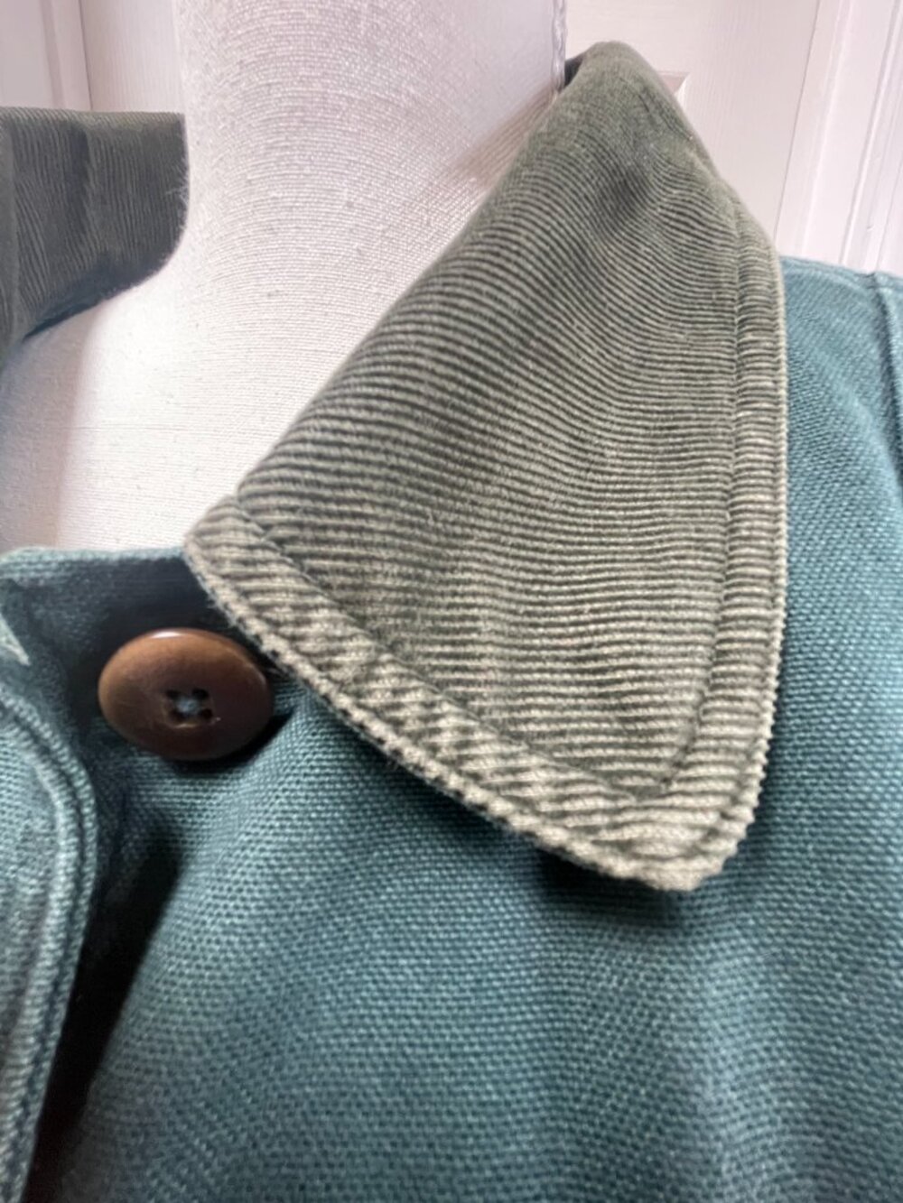 Vintage L.L. Bean Wool Plaid Lined Barn Coat Large Green - Picture 5 of 14
